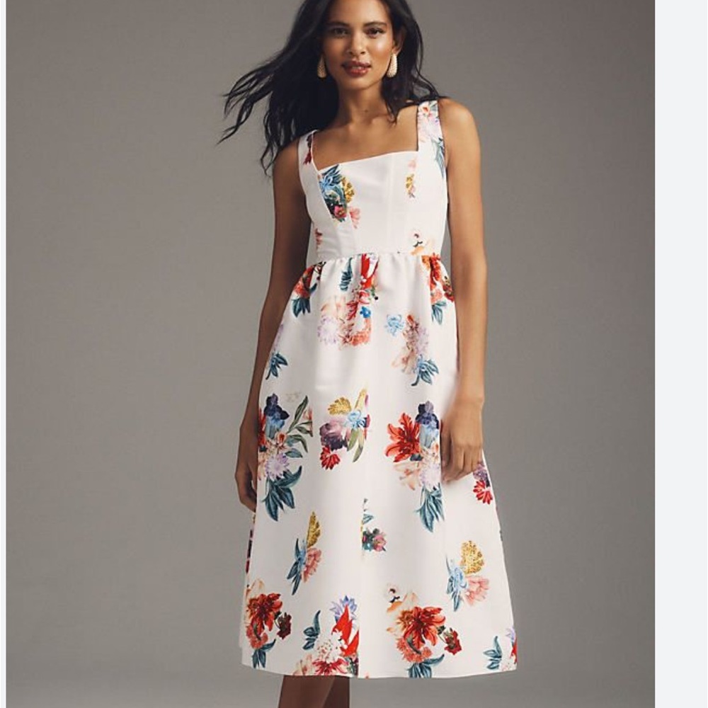 Sachin & Babi Blaine Taffeta Square-Neck Midi Dress